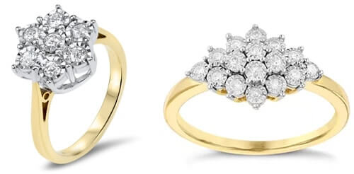  Flower and starburst cluster diamond rings