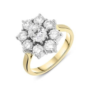 Oval center stone with small round diamond cluster ring