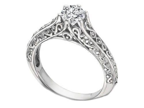 Filigree setting diamond ring