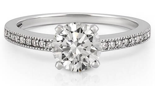 Milgrain setting diamond ring