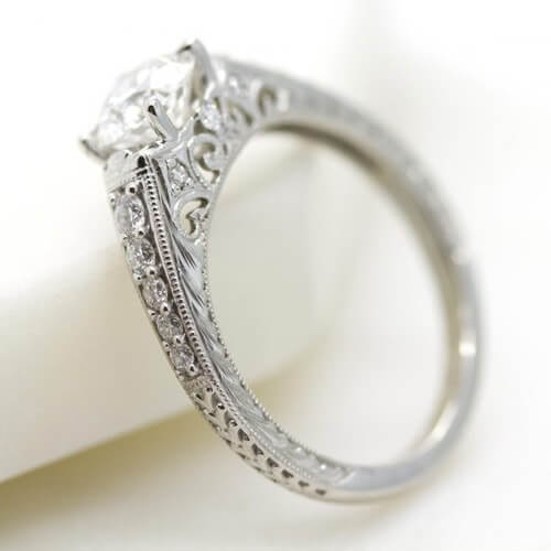 Milgrain and filigree diamond ring