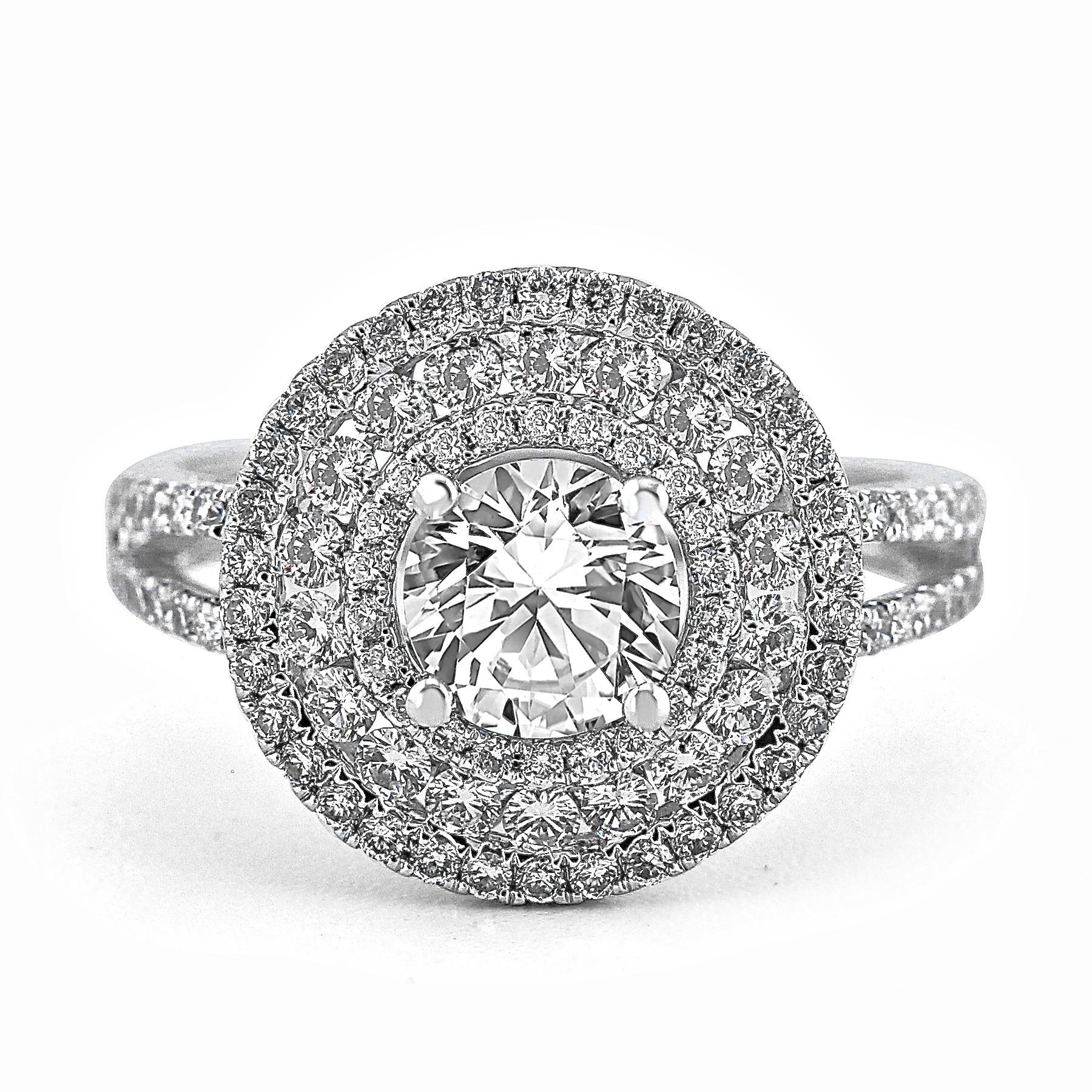 three halo diamond ring setting